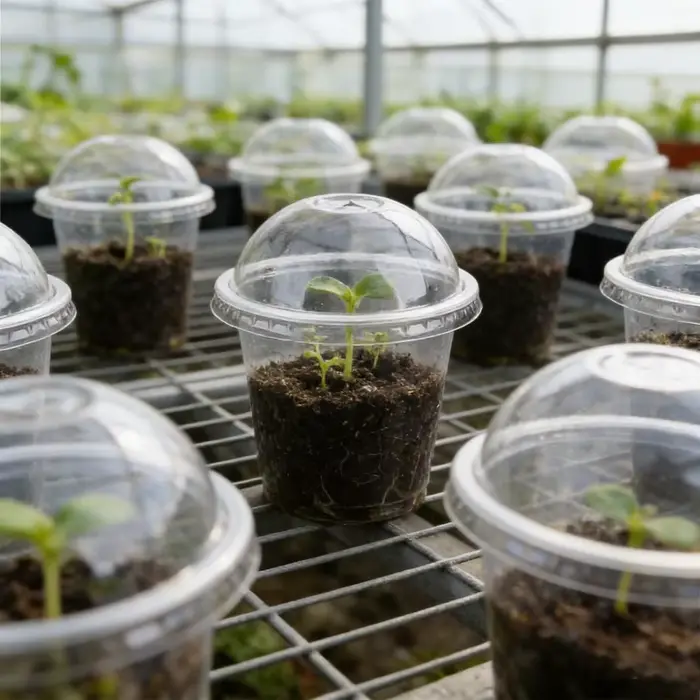 Pots de pépinière transparents avec couvercles