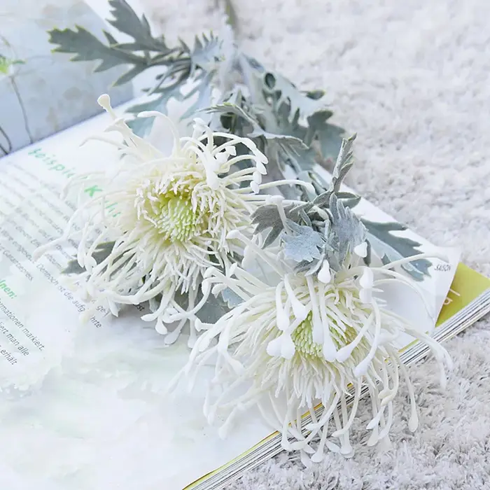 Fleurs artificielles branche courte griffe de crabe 2 fourchettes Pincushion Festival guirlande Vase pour la maison décoration de salle de mariage fausse plantation
