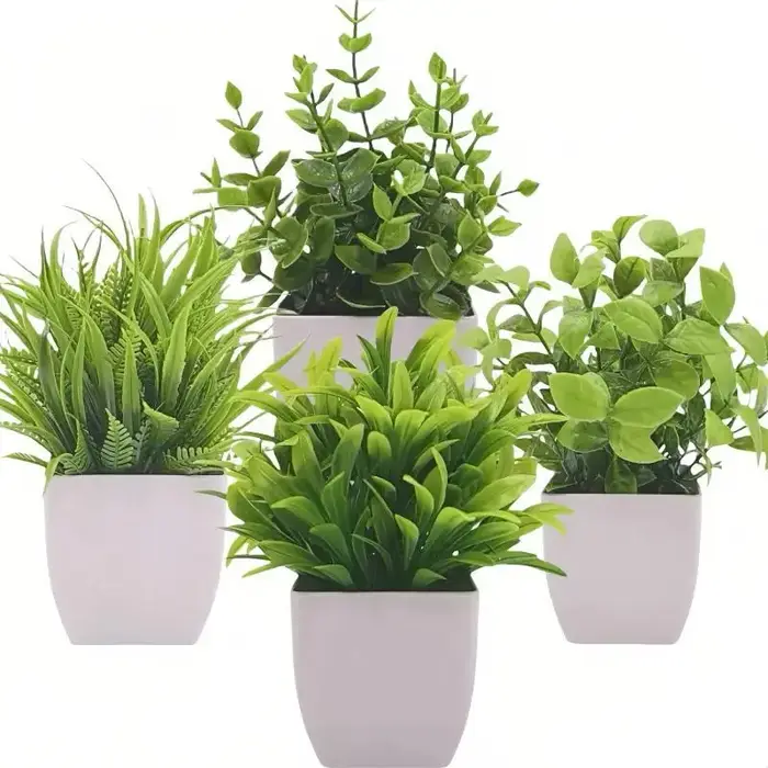 Plantes artificielles en pot avec feuillage réaliste et sans entretien, parfaites pour la décoration de la maison, du bureau, de la salle de bain, de la table ou des étagères.