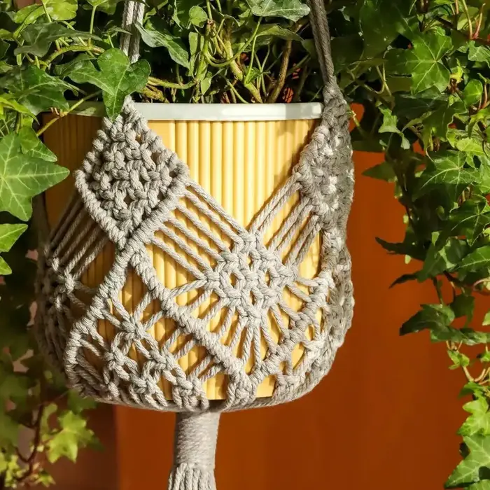 Porte-plante en macramé fait main en corde de coton