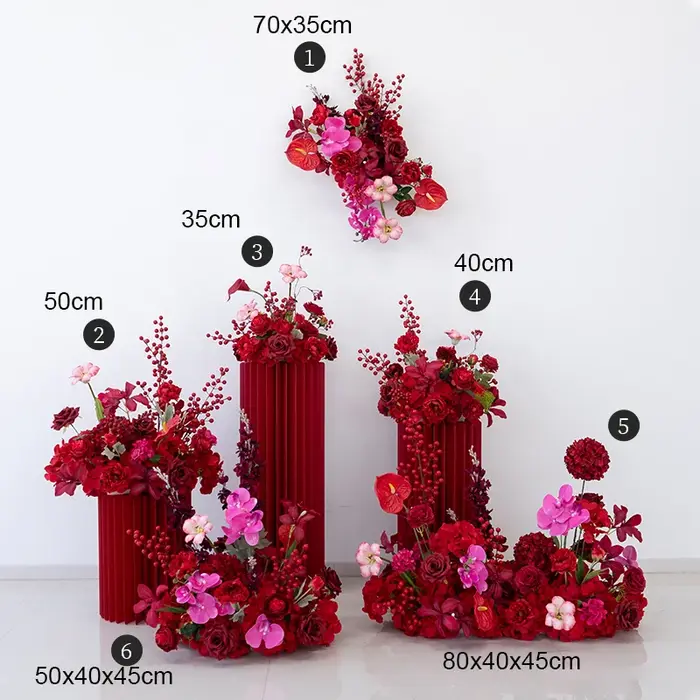 Nouvelle rangée de fleurs artificielles suspendues (orchidée rouge