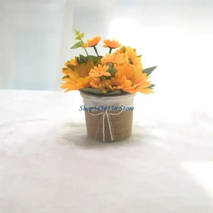 Tournesols artificiels H7ED dans petit Vase