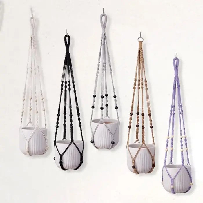 Porte-plante suspendu en macramé Boho