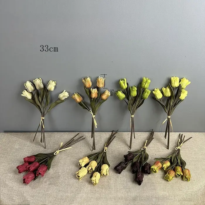 6 pièces de tulipes artificielles roses Morandi pour mariage