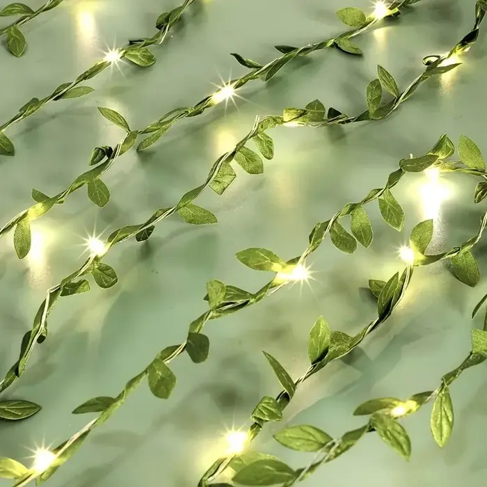 Guirlande lumineuse en forme de feuilles vertes, guirlande lumineuse féerique en forme de feuilles de lierre pour la décoration de chambre à coucher, fête, festival, mariage, anniversaire, Noël, Saint