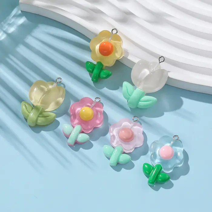 Pendentif tulipe tournesol en résine