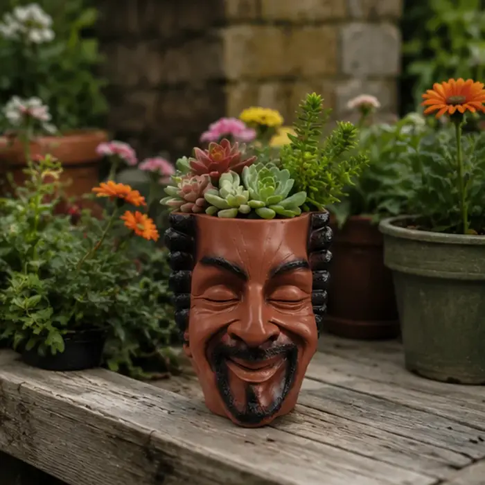 Pot de fleurs esthétique en résine en forme de visage humain