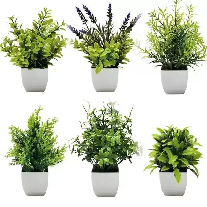 Plantes artificielles en pot avec feuillage réaliste et sans entretien, parfaites pour la décoration de la maison, du bureau, de la salle de bain, de la table ou des étagères.