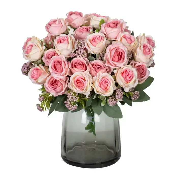 Fleurs artificielles Soie Rose Bouquet pour Festival Jardin Maison Table vase De Mariage