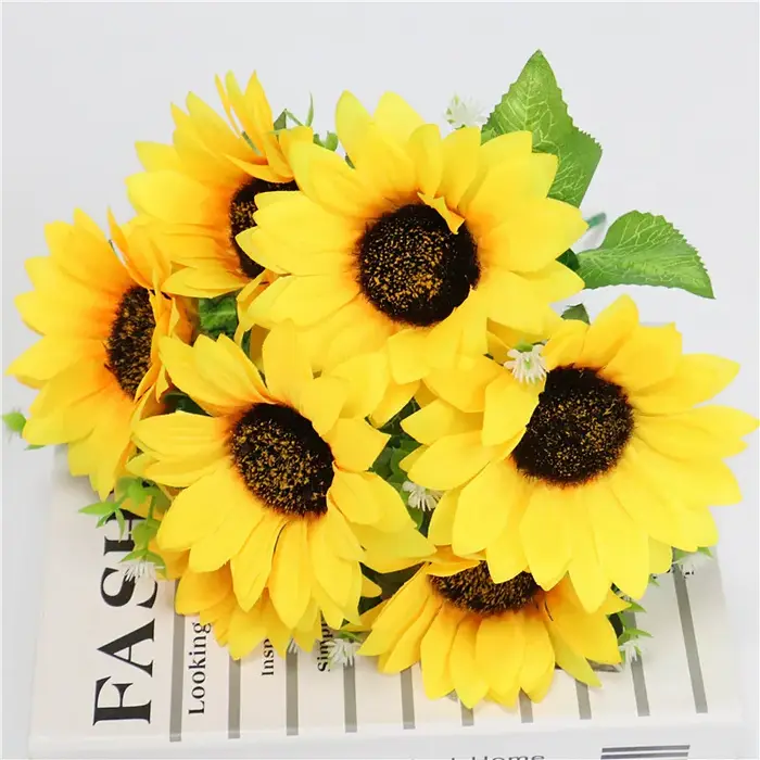 Bouquet de tournesol en soie pour décoration de la maison