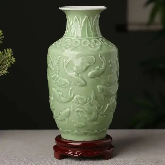 Décoration de Vase en céramique, arrangement floral, étagère antique, arrangement floral Zen chinois
