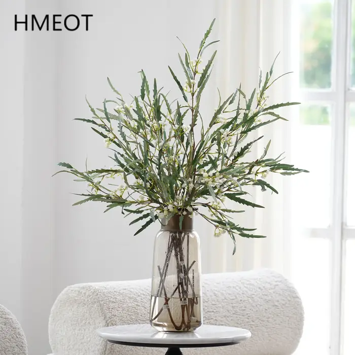 H1998 Branche de fleur artificielle verte de 75 cm pour arrangement floral de mariage