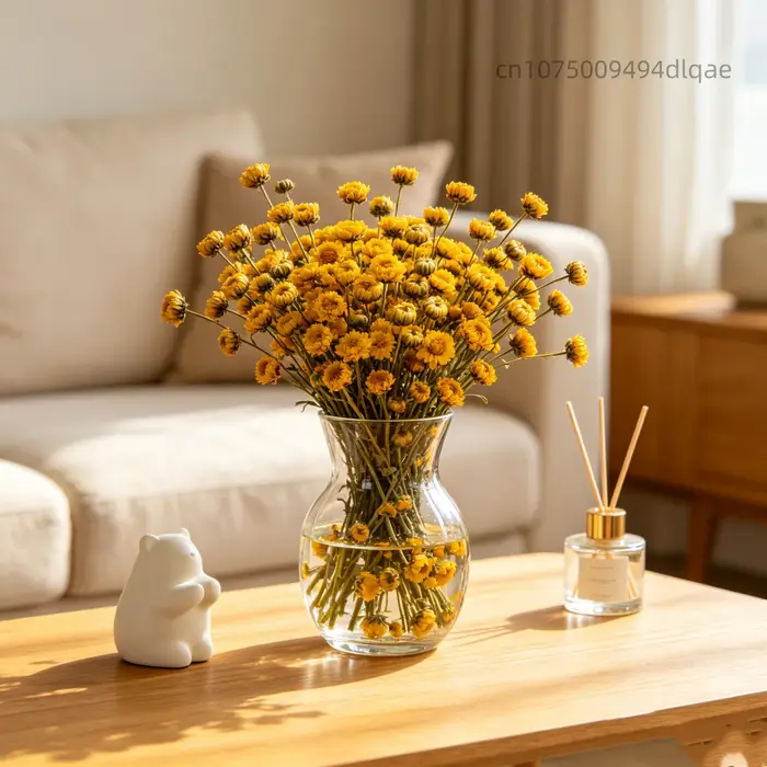 Bouquet de chrysanthèmes naturels séchés de qualité supérieure pour décoration de mariage