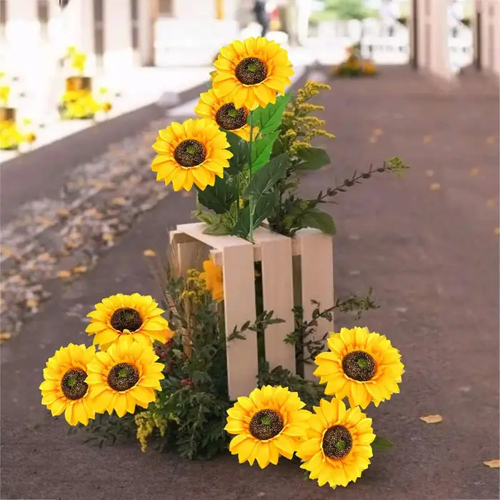 Artificielle Fleur Tournesols Vase Jardin Maison Chambre Table Automne Halloween Decora Mariage Bouquet Festival En Plein Air Cour Bricolage Cadeaux