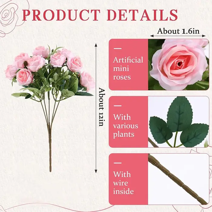 Bouquet de roses artificielles en soie