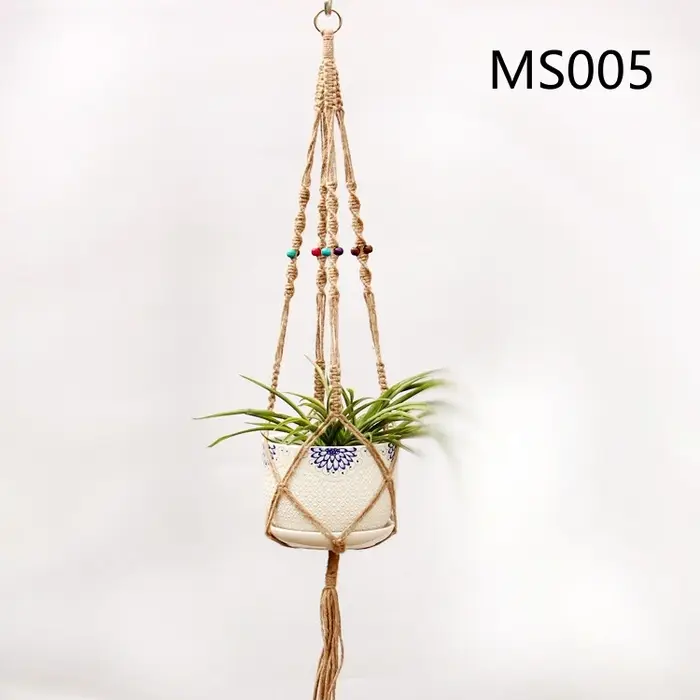 Pot de fleur corde de chanvre filet suspendu paille macramé plante cintre Pot