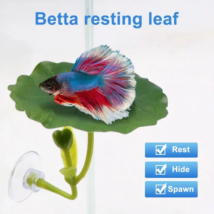 Plante d'aquarium en soie avec feuille en forme de hamac ​ Décoration fonctionnelle pour aquarium de betta
