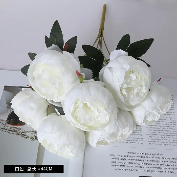 Bouquet de 7 grandes pivoines artificielles en soie pour mariage en extérieur, décoration de la mais