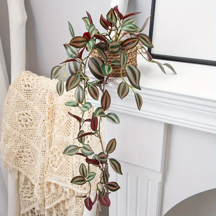 XIYA fleur artificielle suspendue herbe plante en pot Zebrina Peperomia Fittonia