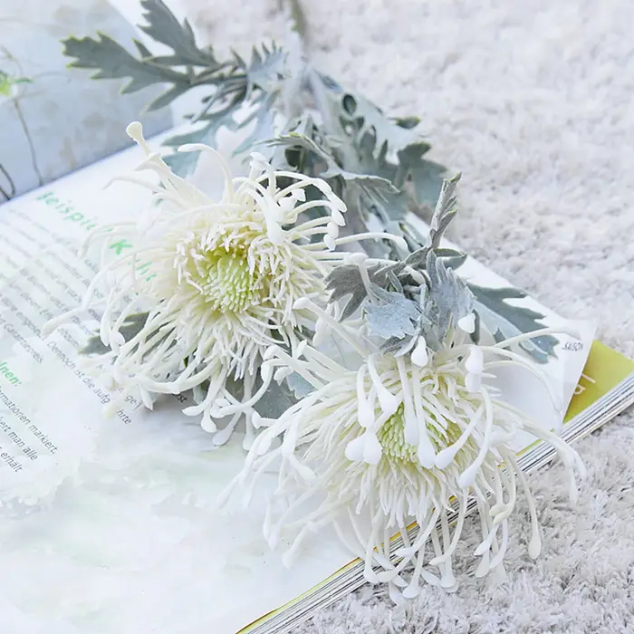Fleurs artificielles Branche Courte Crabe Griffe 2 Fourche Pincushion Festival Guirlande Vase Accueil Salle De Mariage Décoration Faux Plantation Pro