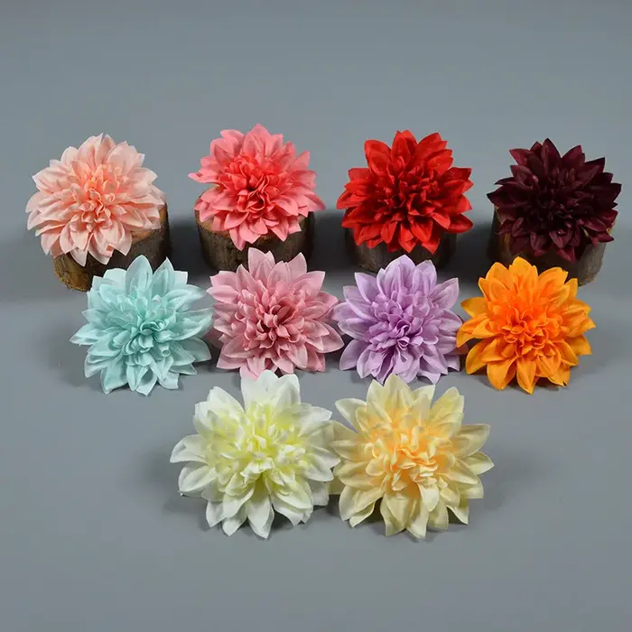 10 têtes de fleurs artificielles Dahlia de 10 cm