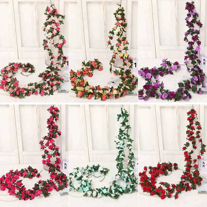 Guirlande de roses artificielles de 250 cm pour la décoration de la maison