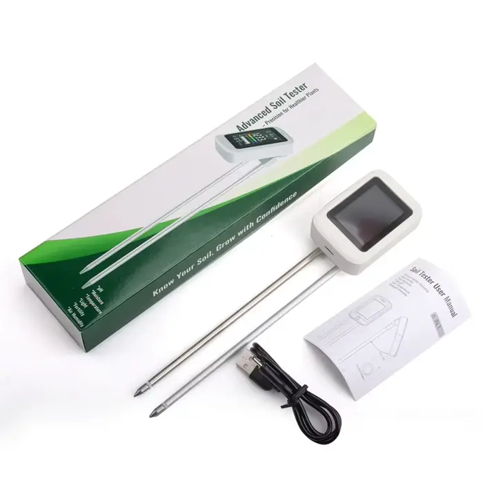 Analyseur de sol numérique avec capteur de lumière, capteur de fertilité du jardin rechargeable, cap