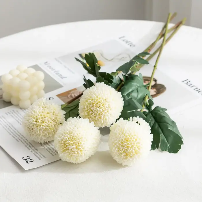 Fleur artificielle réaliste en forme de boule d'allium à tige unique