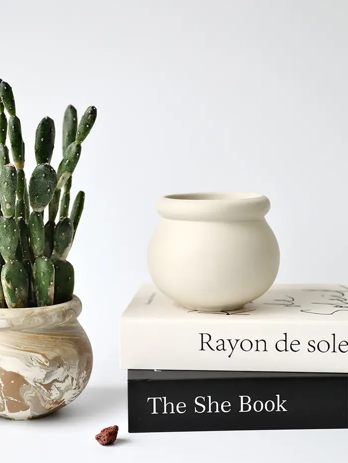 Pot de fleurs mignon en forme de boule ronde, pot en céramique terracotta, mini pot en céramique brute en forme de boule pour plantes vertes