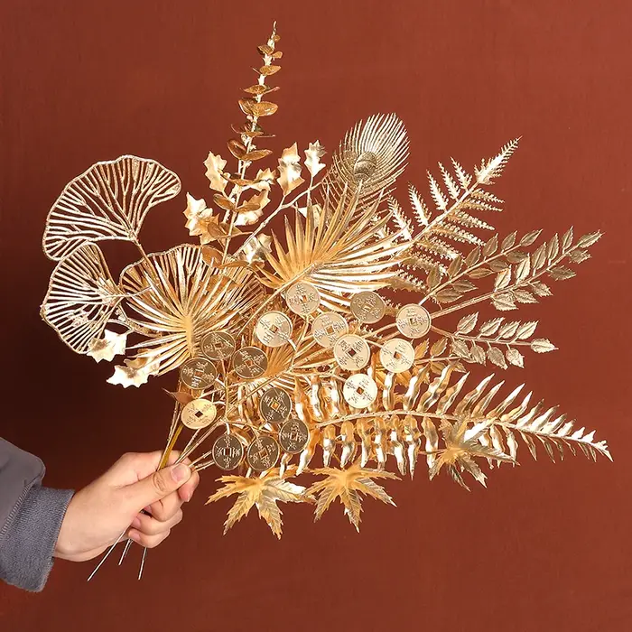 Plantes Artificielles Dorées pour Décoration de Maison