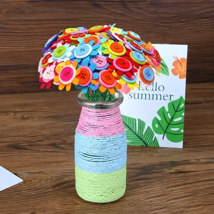 Kit d'artisanat de fleurs avec boutons et vase