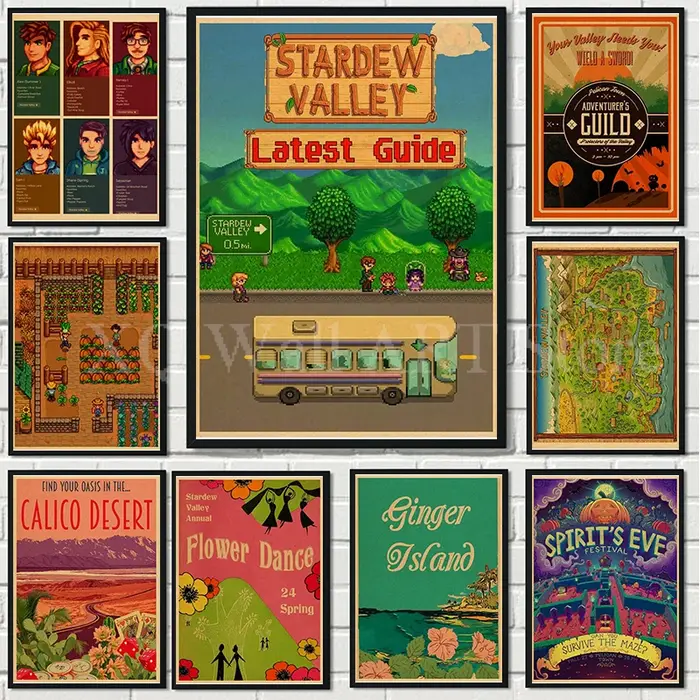 Affiches de marché nocturne de danse de fleurs de Stardew Valley