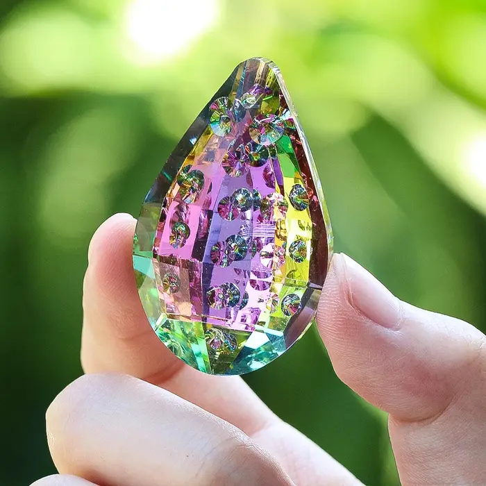 Pendentif en cristal de loquat en forme de larme colorée, pièces de lustre de rideau perlé, attrape-