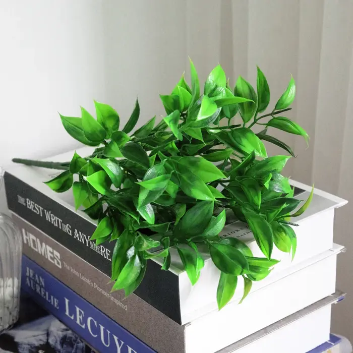 Plantes artificielles vertes à 7 Branches, plantes à eau, feuilles d'eucalyptus Orange, décoration d