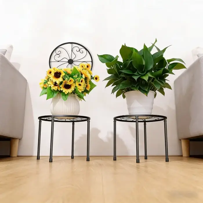 Support de fleurs minimaliste en métal noir