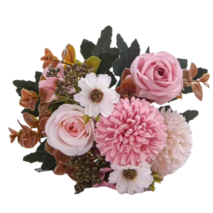 Bouquets de mariée en soie, roses et hortensias artificiels, pour décoration de mariage, DIY, vase d