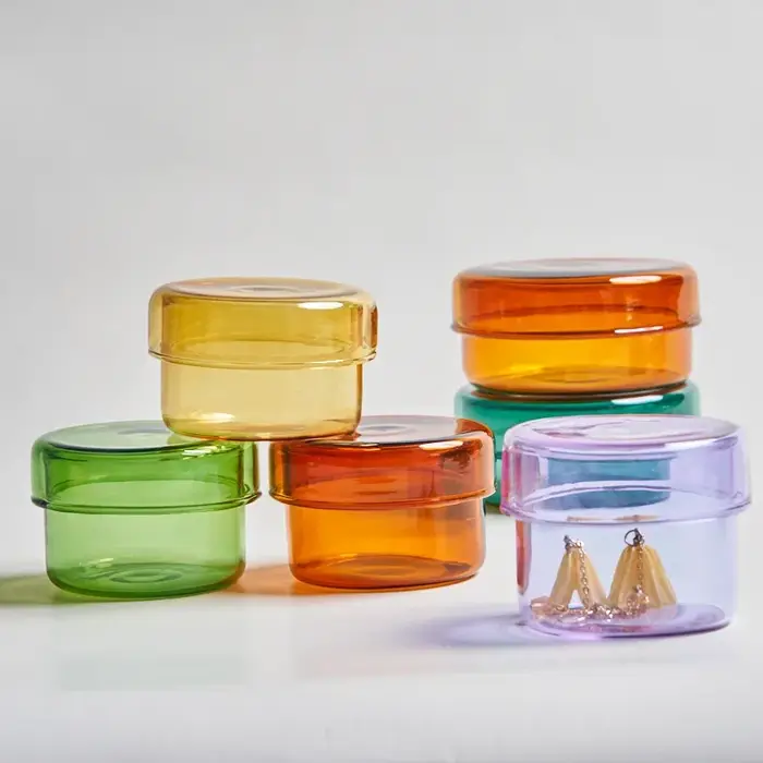 Bocal de rangement en verre décoratif