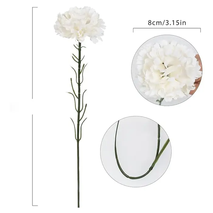 Bouquet de fleurs artificielles d'œillets blancs