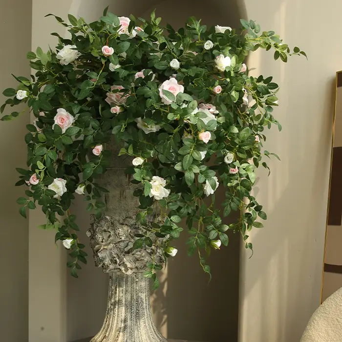 Rose vigne artificielle plante verte rotin maison jardin déco arbre de noël accessoires bricolage fond fleur mur matériel fenêtre affichage