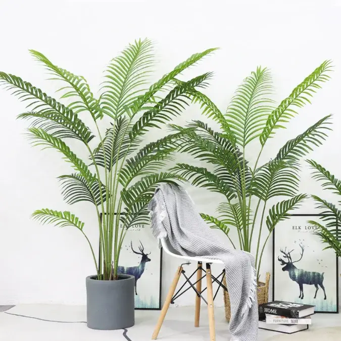 Décor de salon feuilles Hawaii Kwai arbre palmier fleurs en plastique plantes artificielles
