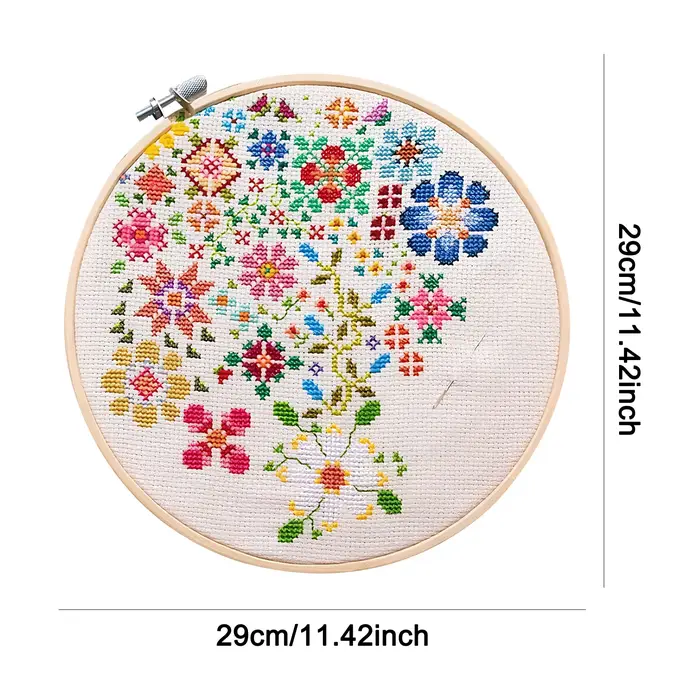 Kit de broderie « Une fleur par jour » avec motifs brodés pré-imprimés