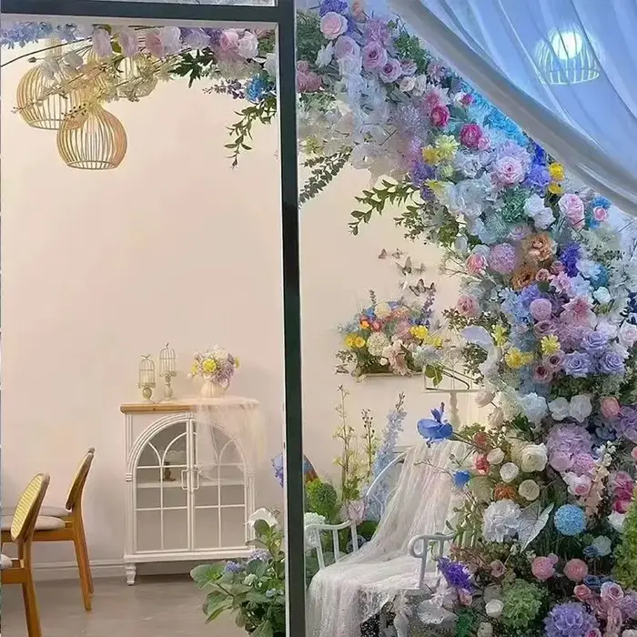 2026 Arche florale artificielle style forêt pastorale pour décoration de mariage, de fenêtre et de f