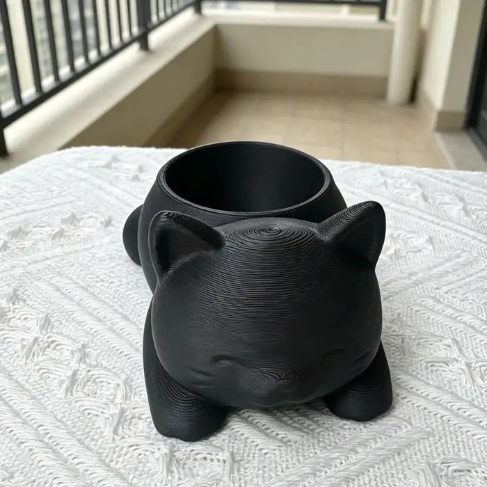 Pot de fleurs amusant imprimé en 3D en forme de chat