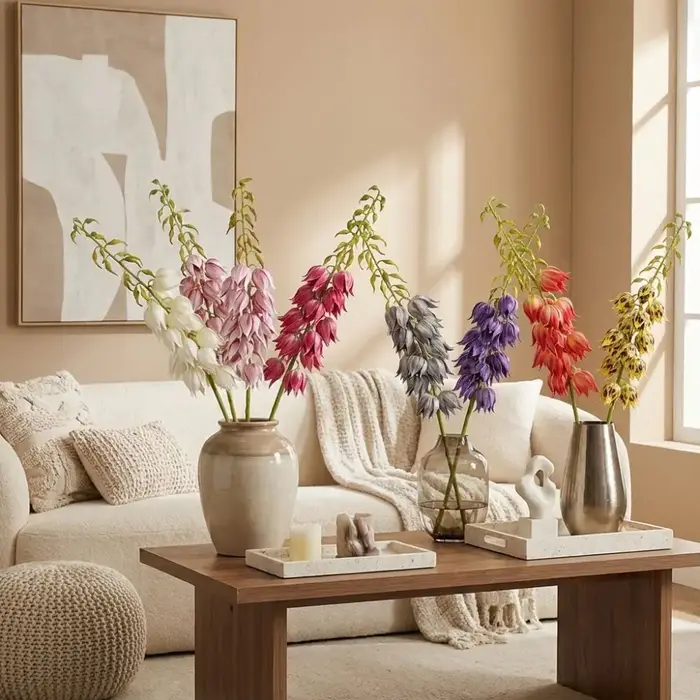 Tige de Yucca Artificielle en Forme de Cloche, Toucher Réaliste, Aspect Soie, Fleur Suspendue, Longue Tige, Faux Yucca en Plastique pour Décoration d'Événements