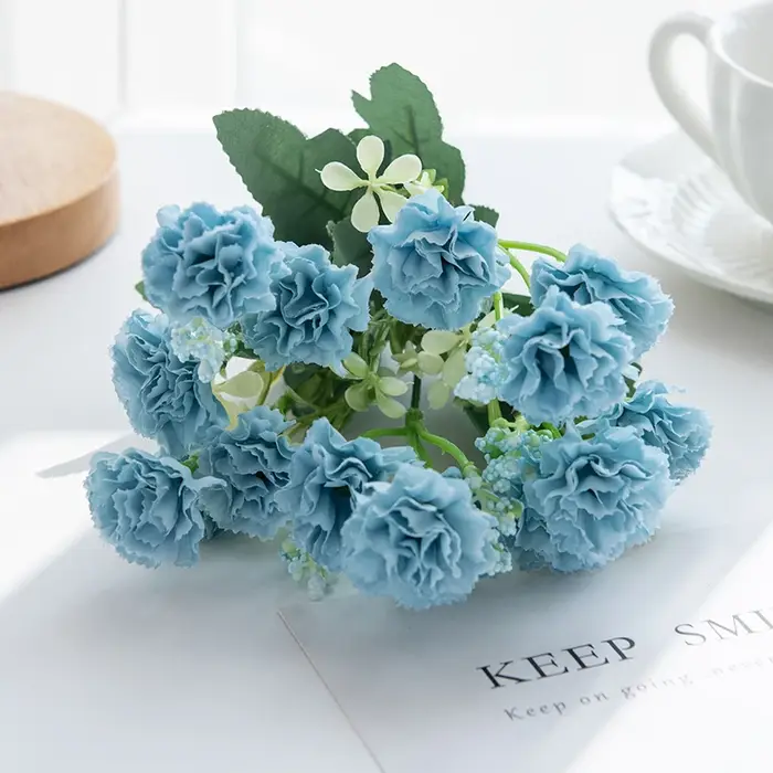 Fleurs Artificielles en Soie : Roses et Œillets pour Décoration de Vase