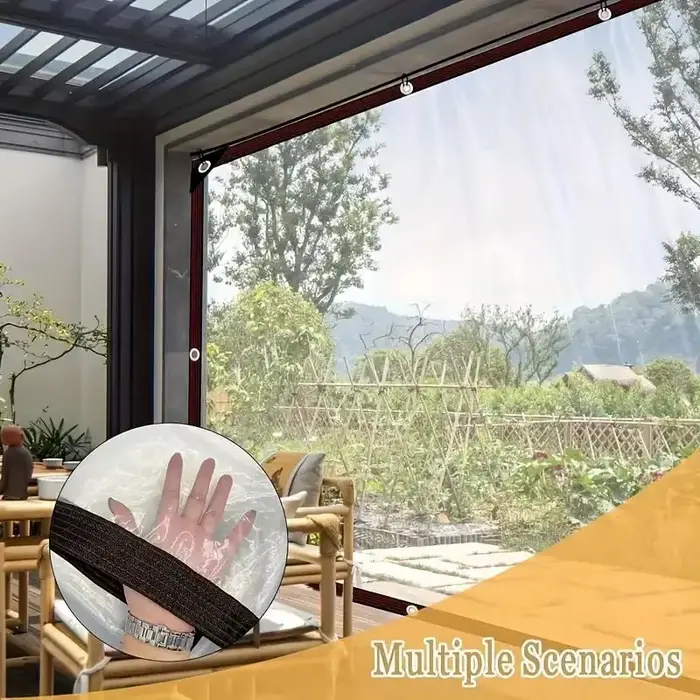 Bâche imperméable transparente en PE avec œillets pour jardin
