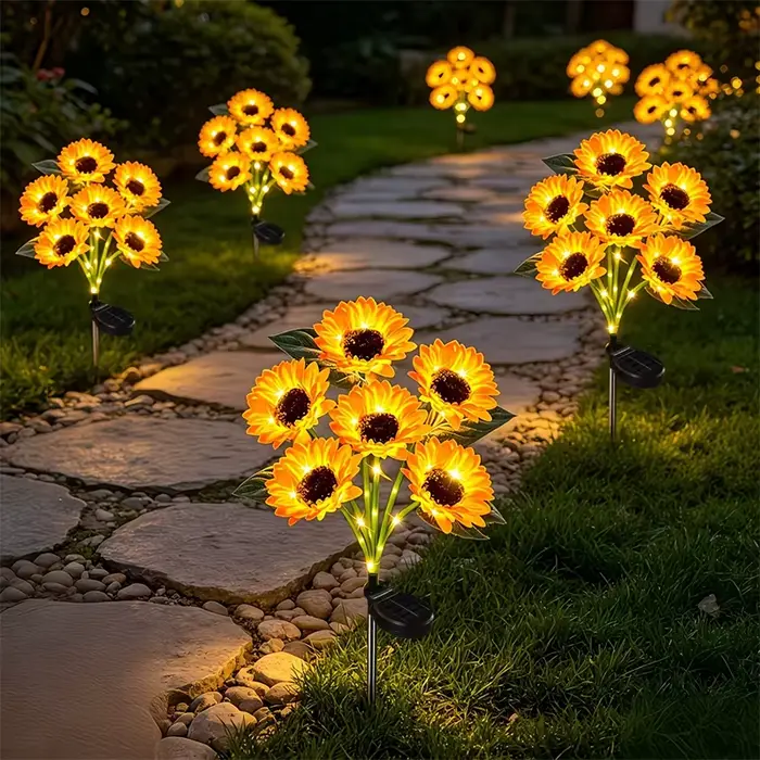 Lampes solaires en forme de tournesol pour jardin