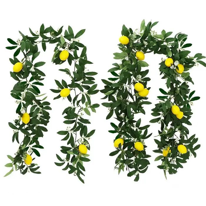 Guirlande de citrons artificiels en eucalyptus printanier