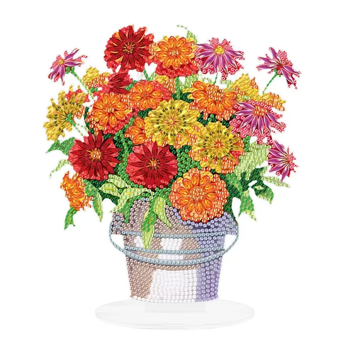 Kits d'art diamanté 2D DIY pour vase à fleurs plat, formes spéciales, décorations de table 5D DIY po