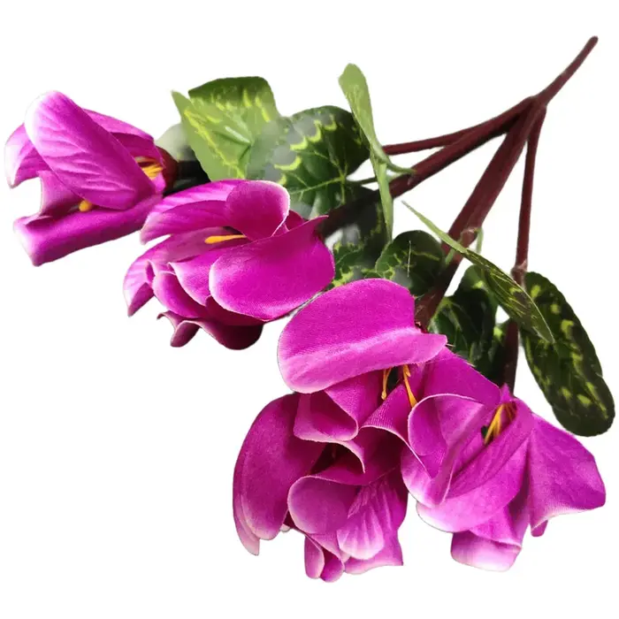 Bouquet de fleurs artificielles colorées en cyclamen rouge